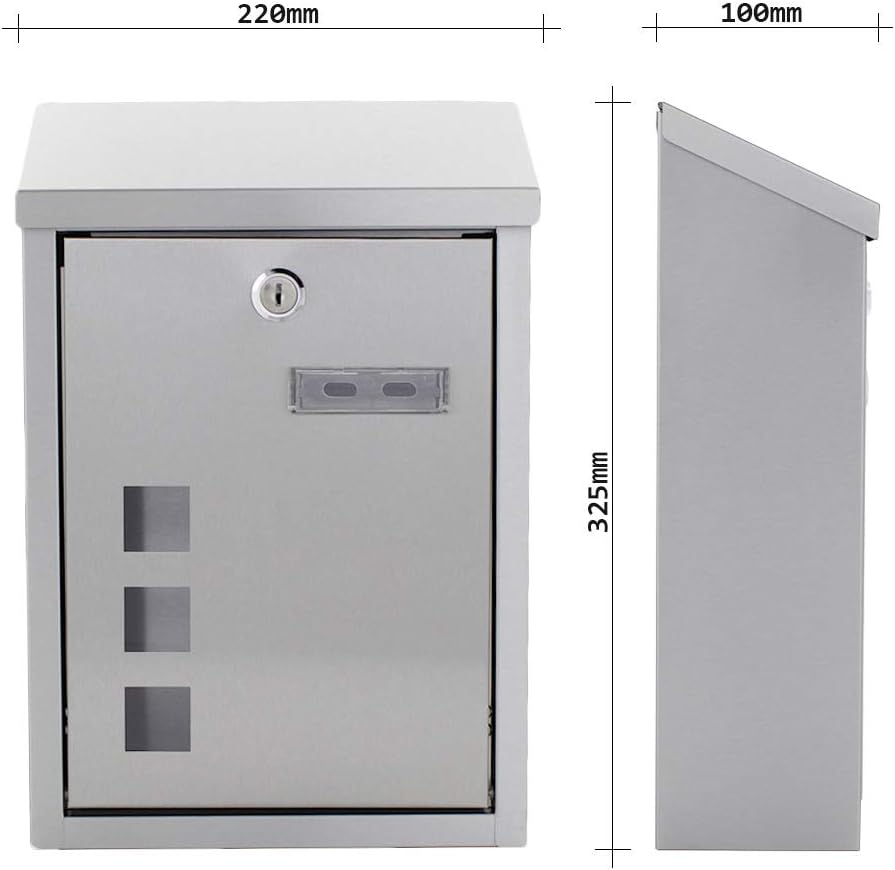 Profirst Mail PM 760 Briefkasten Edelstahl Silber Zylinderschloss 2 Schlüssel Sichtfenster Namenssch