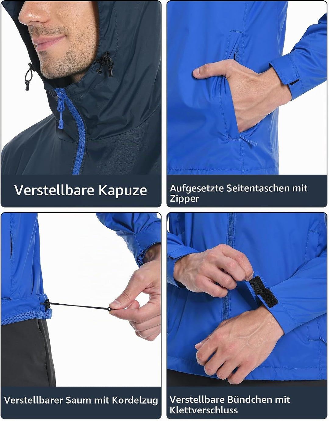Pioneer Camp Herren Regenjacke Wasserdicht Atmungsaktiv Leichte Winddicht Windbreaker Packbare Outdo