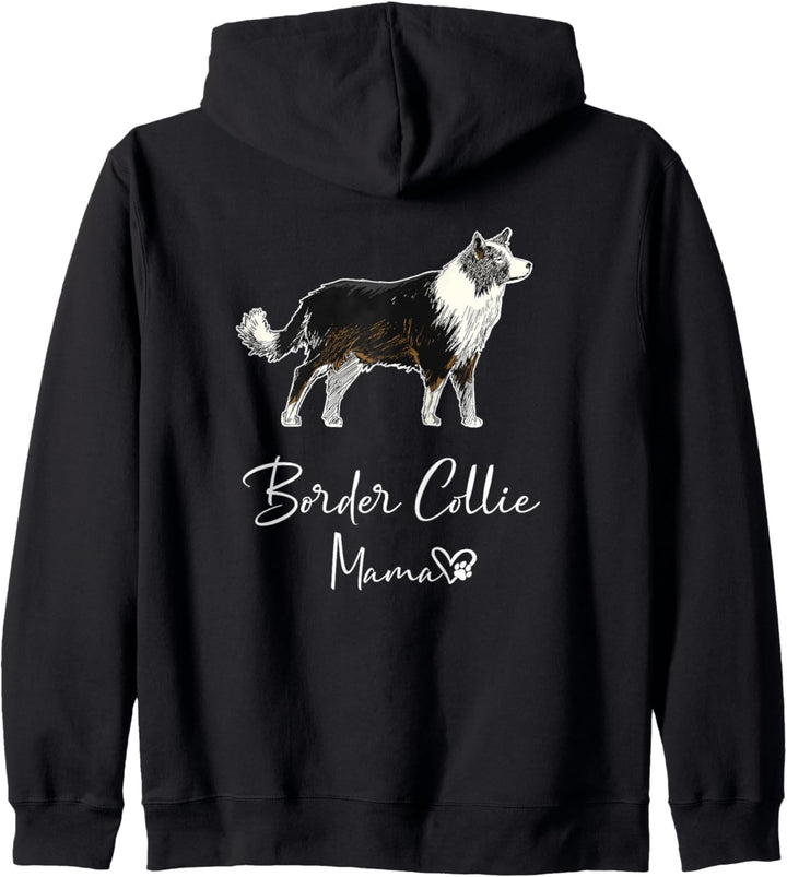 Border Collie Mama Hundemama Hund Frauchen Haustier Rückendr Kapuzenjacke