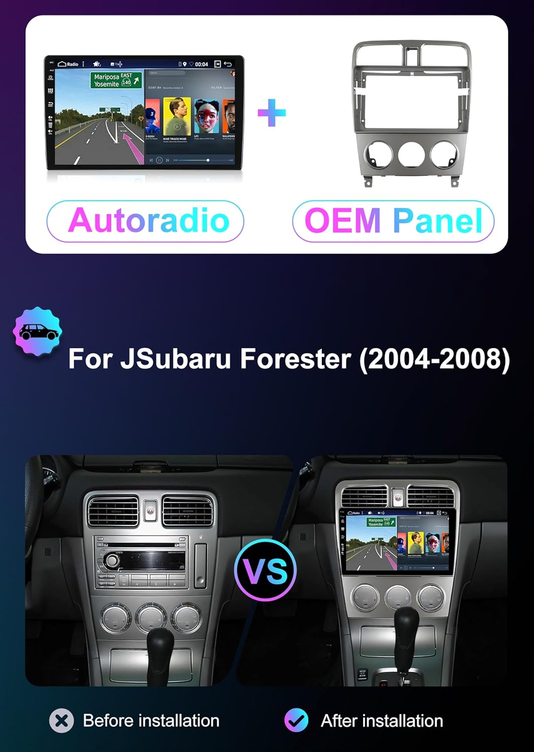 [6GB+128GB] Android 14 Autoradio für Subaru Forester SG (2002-2008)-[Integriertes CarPlay/Android Au