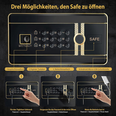 COSTWAY 42,5L Safe Tresor mit Zahlenschloss | eingebauter abschliessbarer Box | abnehmbarem Regal |