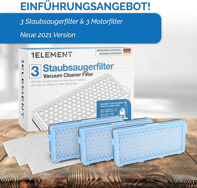 3 Filter für Miele Staubsauger [Compact C1 & C2, Complete C2 & C3, S8340] – 3 HEPA Filter und 3 Moto