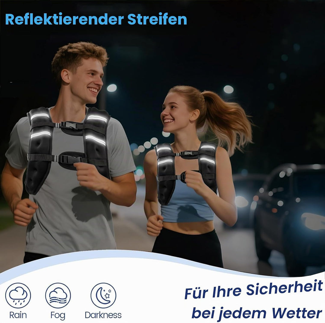 Gewichtsweste herren und frauen,Gewichtsweste mit Reflektierend Streifen für Laufen, Fitness, Kraftt