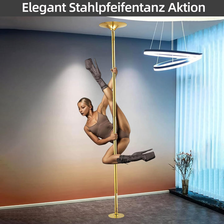 PRIOR FITNESS Pole Dance Tanzstange 45mm von 2,35 bis 2,74 m Höhenverstellbar,2 Modi: drehend/statis