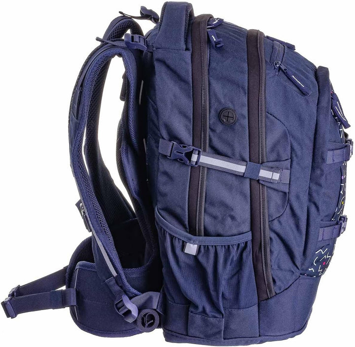 2be 4 tlg. Schulrucksack-Set mit Ergo School Backpack, Turnbeutel, Schlamperbox, Regencape Navy