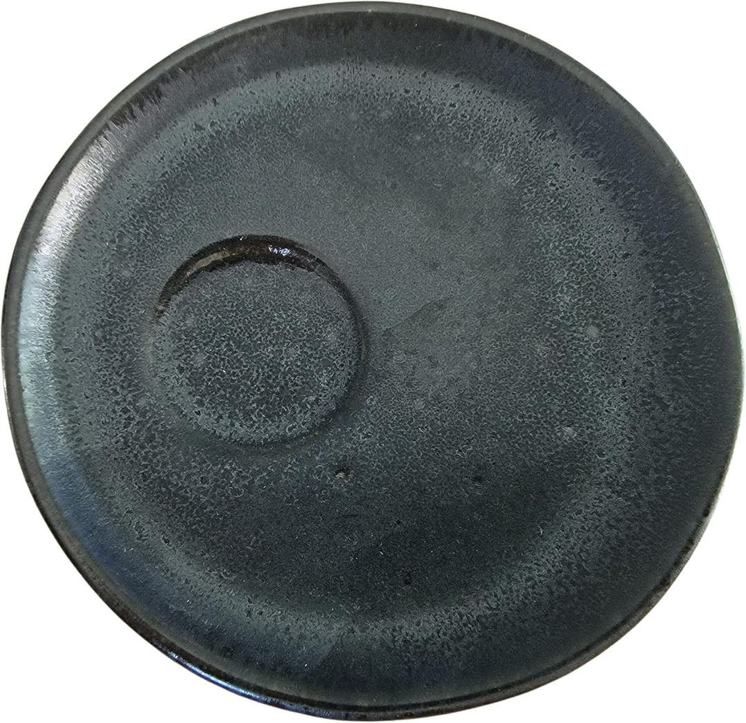 PintoCer - Espresso Kaffeetassen aus weissem Steingut, ohne Griff mit brauner Untertasse (Schwarz/Sc
