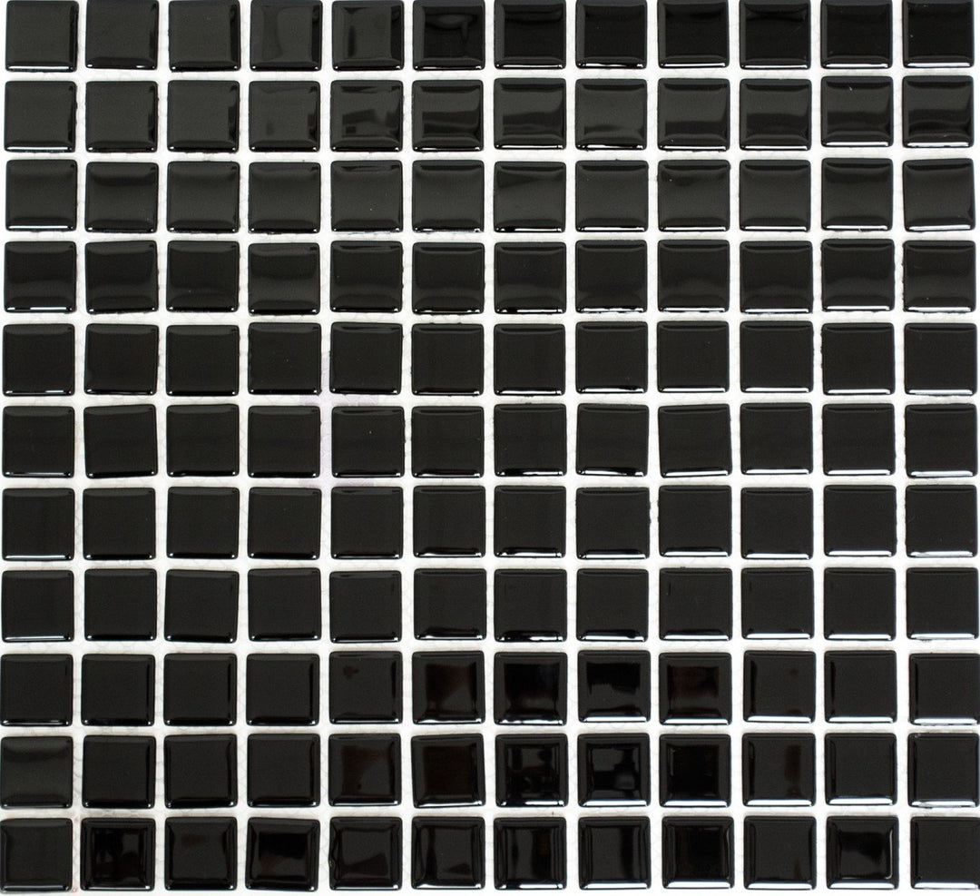 Mosaik Quadrat Crystal uni schwarz Glasmosaik Transluzent Transparent 3D Fliesenspiegel, Mosaikstein