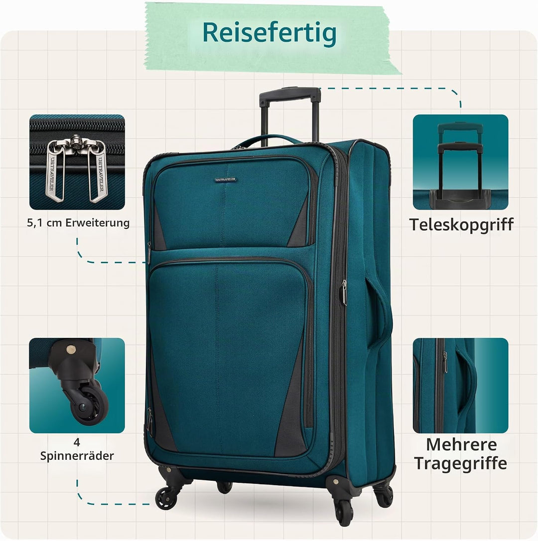 U.S. Traveler Aviron Bay Erweiterbares Softside Gepäck mit Drehrädern 2 Piece Luggage Violett, 2 Pie