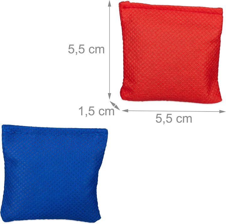 Relaxdays Cornhole Wurfspiel, 10 Bean Bags, Geschicklichkeitsspiel, HxBxT: 18 x 29 x 58 cm, Indoor &