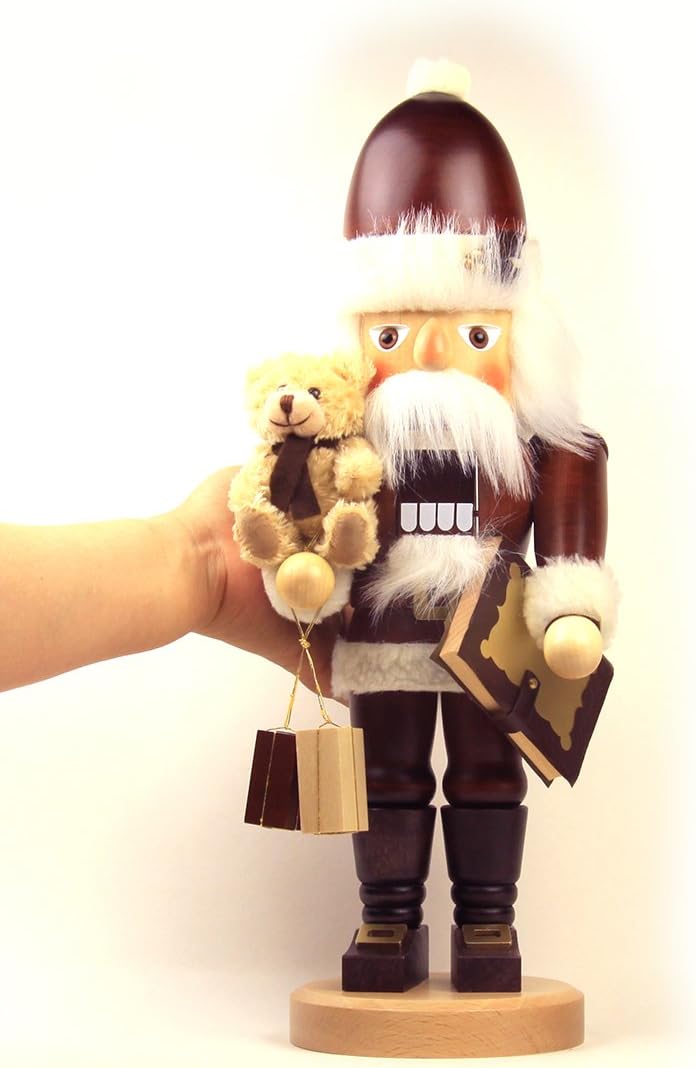 Christian Ulbricht Erzgebirge Nussknacker Weihnachtsmann mit Teddy nat