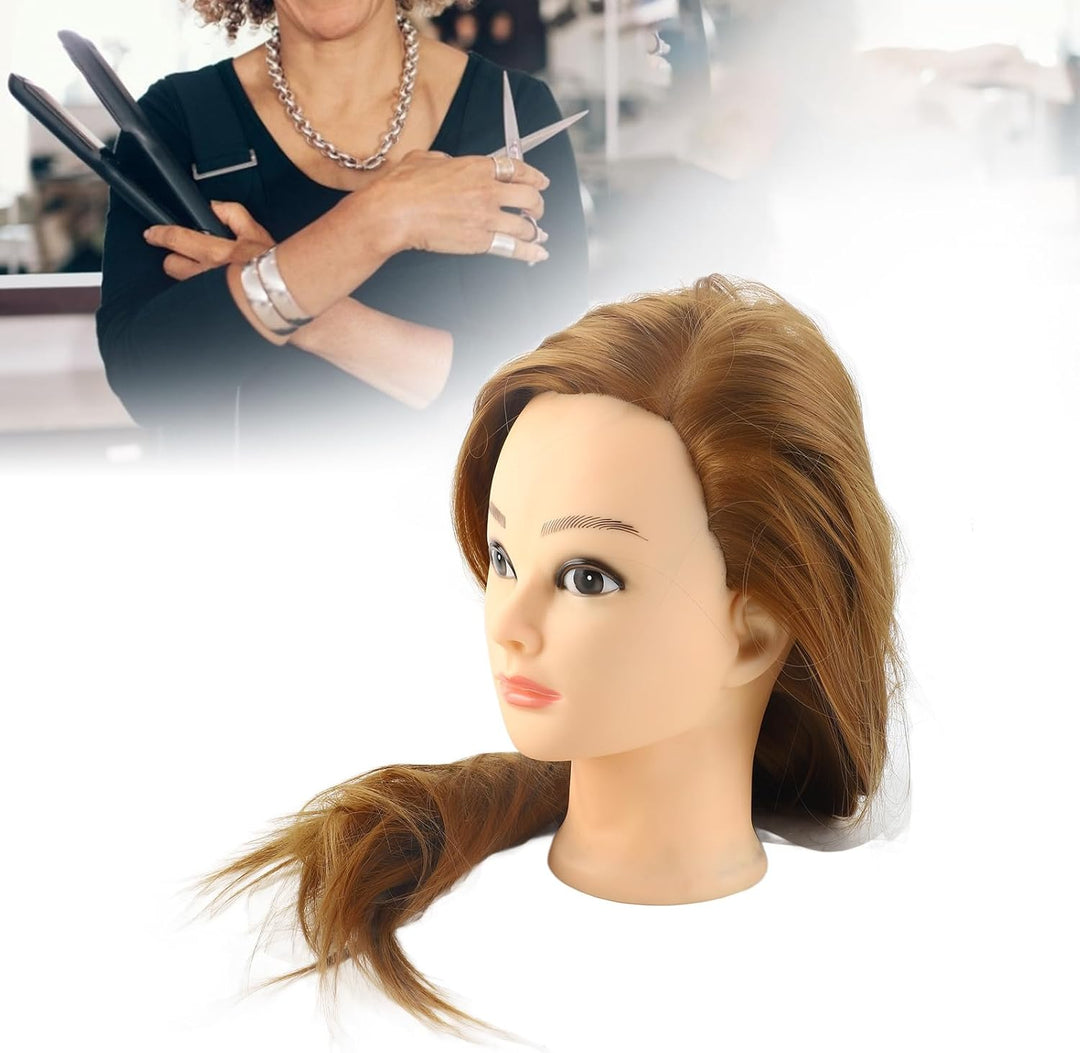 Frisierkopf, Blonder Mannequin-Kopf aus Echthaar mit Ständer Schminkkopf Frisurenkopf Friseur-Übungs