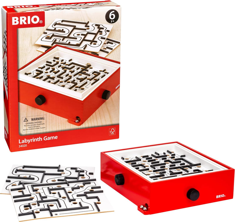 BRIO 34020 - Labyrinth mit Übungsplatten, rot - Der schwedische Geschicklichkeits-Klassiker in DREI