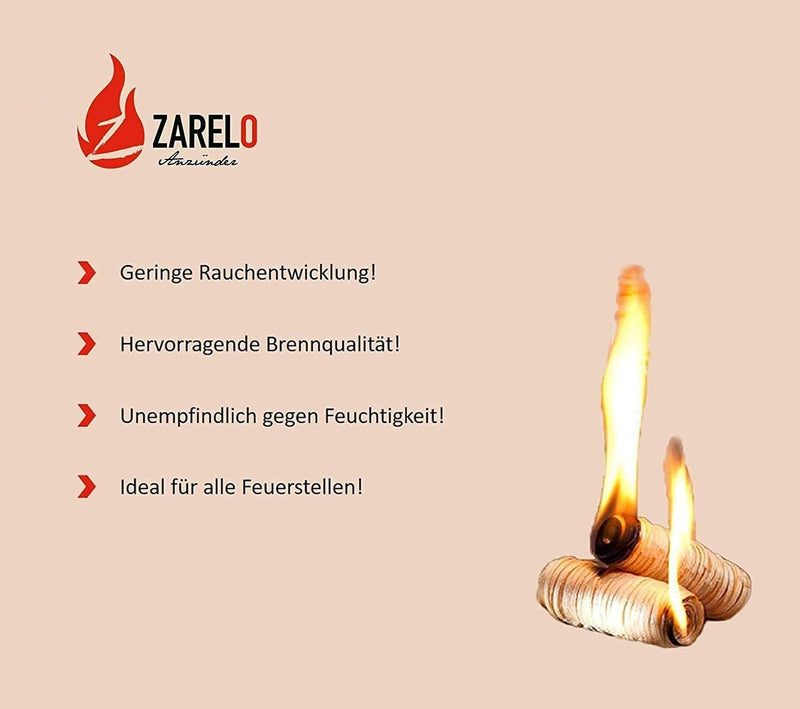 ZARELO Original 100% nachhaltige Grill- und Kaminanzünder, 3 Jutesäcke Anzündwolle mit Wachs, Grilla