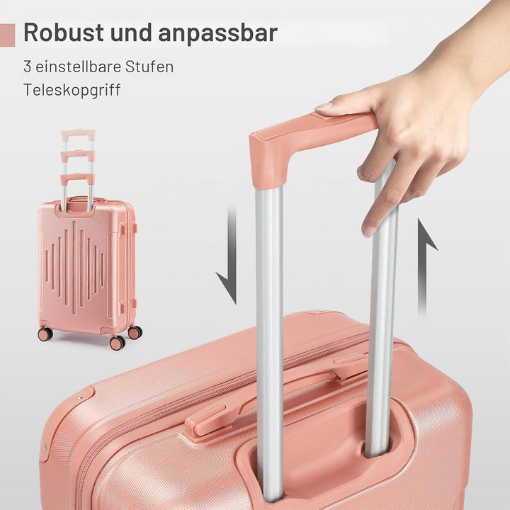LALAHO Kofferset 3 teilig, Reisekoffer Set, Hartschalen Koffer Set aus ABS, Gepäckset mit Teleskopgr