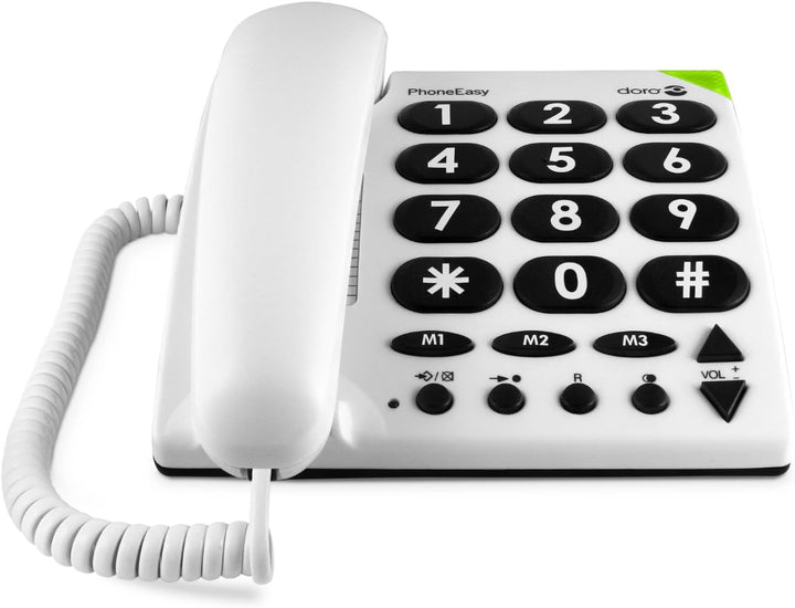 Doro 3891 PhoneEasy 311c, Schnurgebundenes Grosstastentelefon mit optischerAnrufsignalisierung,weiss