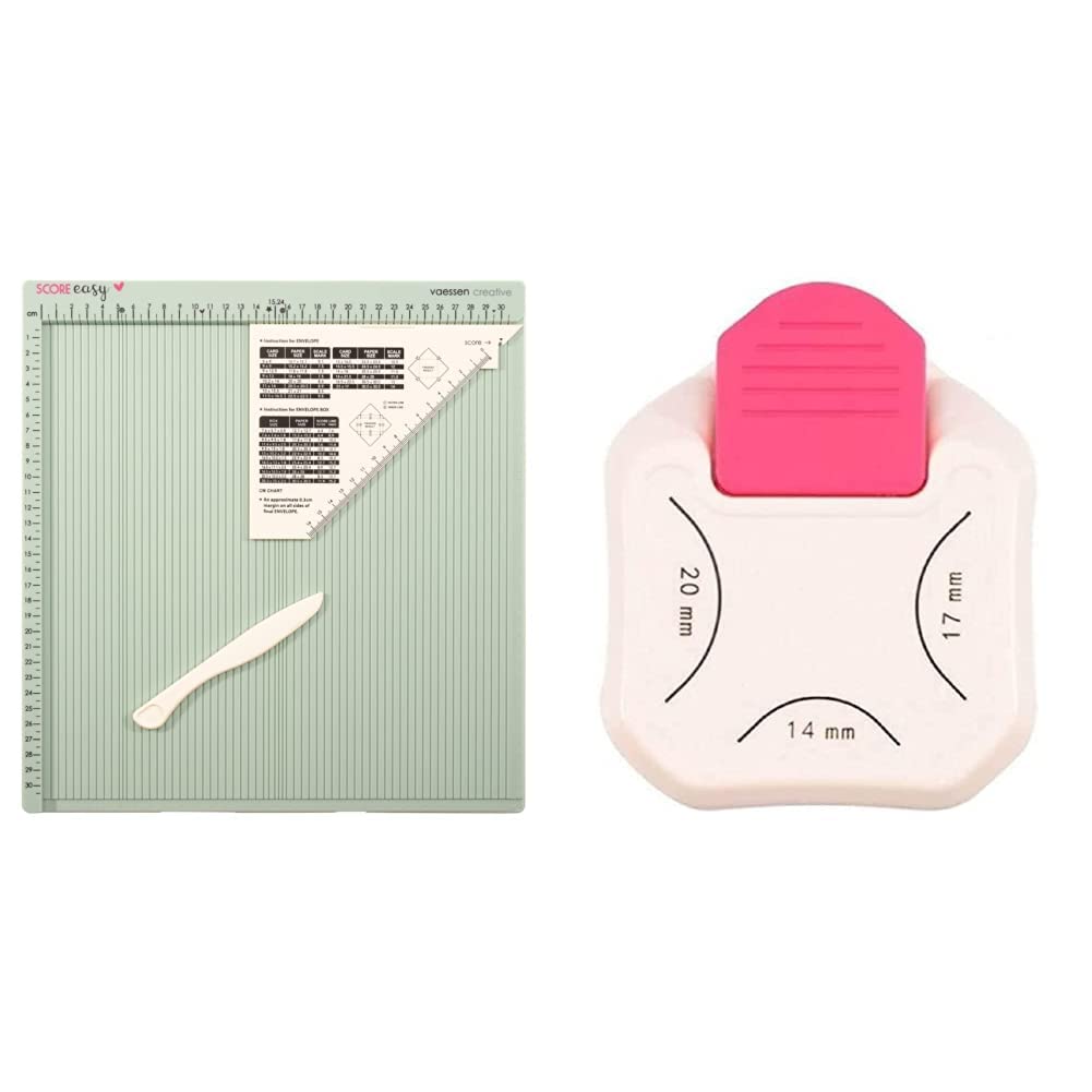 Vaessen Creative Score Easy Grosses Mehrzweck Falzbrett Cm Minze & 3-in-1 Eckenstanzer 14-17-20mm Mi