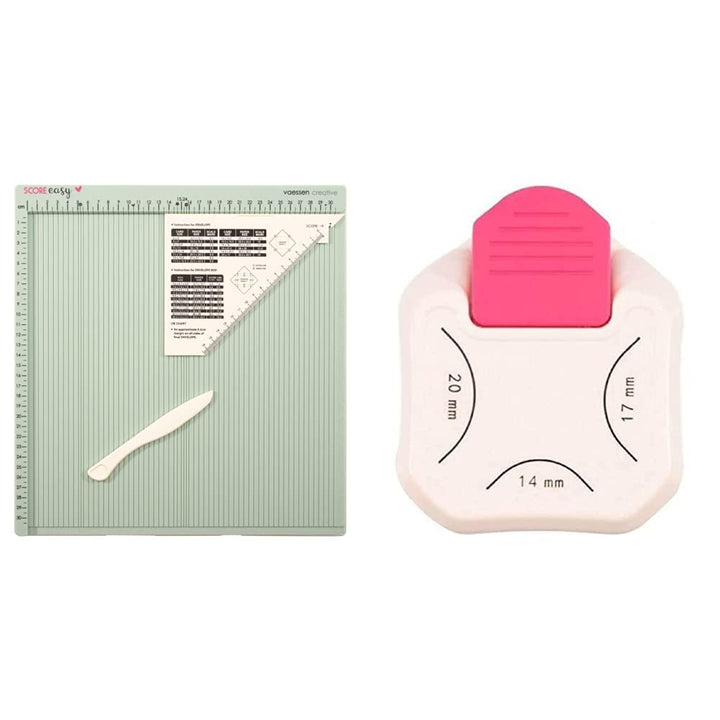 Vaessen Creative Score Easy Grosses Mehrzweck Falzbrett Cm Minze & 3-in-1 Eckenstanzer 14-17-20mm Mi