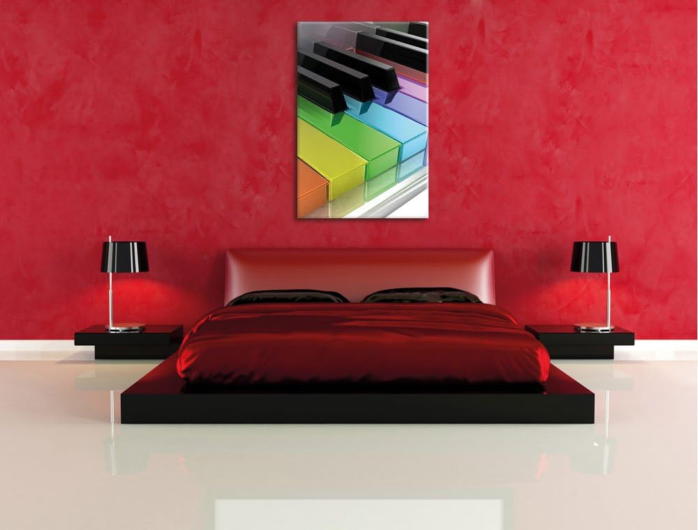 Pixxprint Klavier Tasten als Leinwandbild/Grösse: 100x70 cm/Wandbild/Kunstdruck/fertig bespannt 70x1