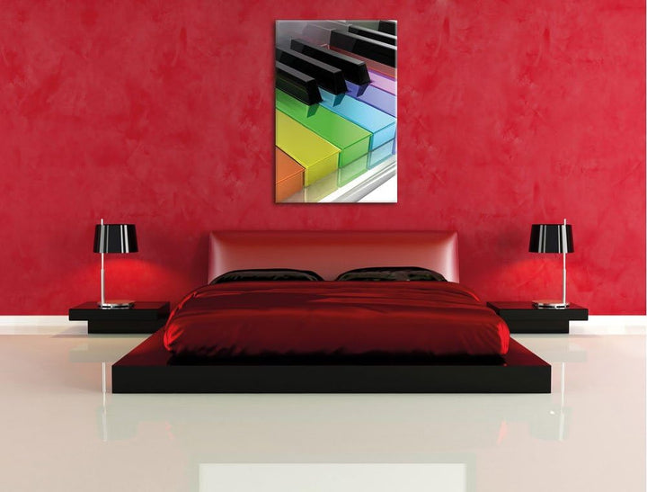 Pixxprint Klavier Tasten als Leinwandbild/Grösse: 100x70 cm/Wandbild/Kunstdruck/fertig bespannt 70x1