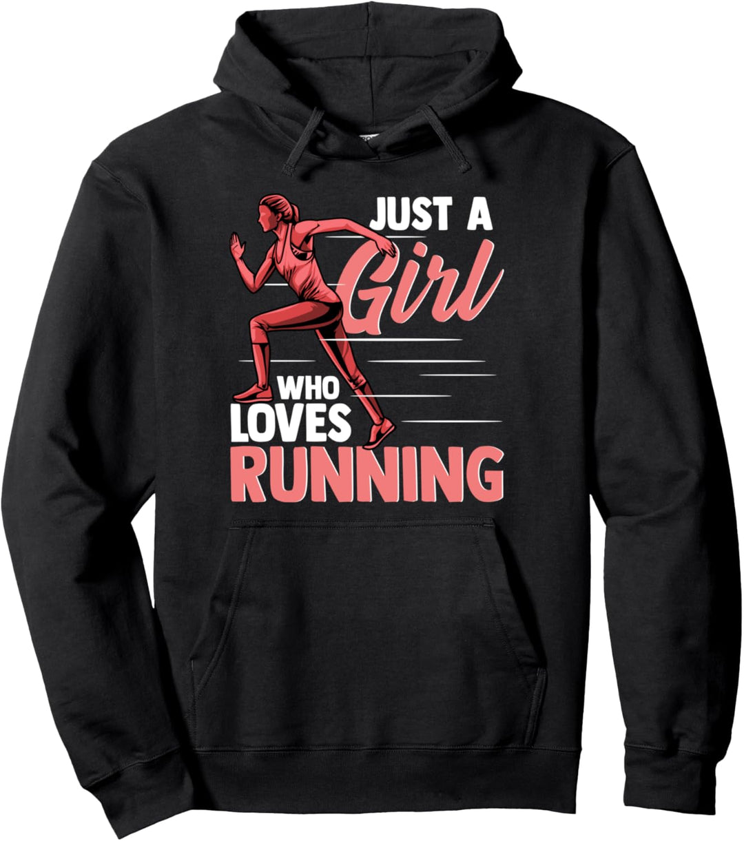 Just a Girl Who Loves Running Funny Runner Gift Pullover Hoodie