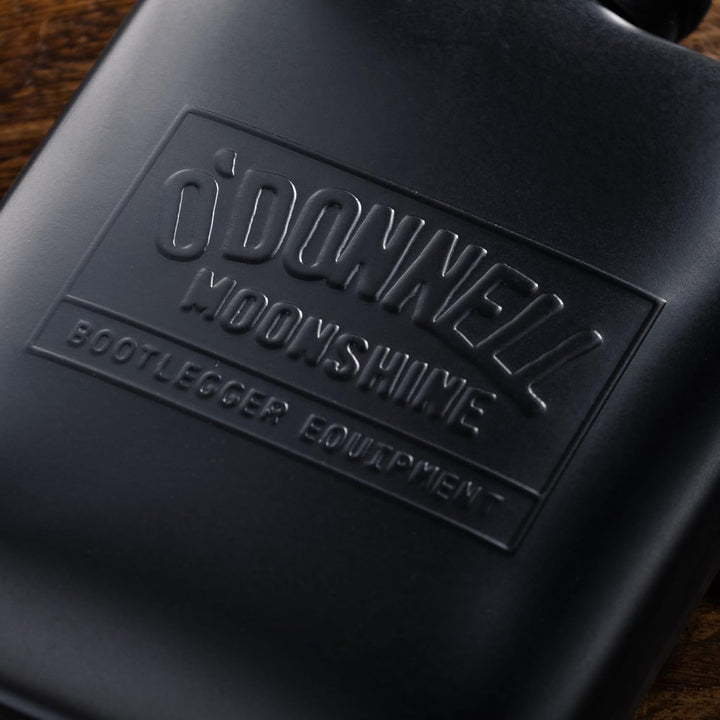 O’Donnell Edelstahl Flachmann 180ml mattem Schwarz mit Gravur - Extra Robuste Outdoor Drink Flasche