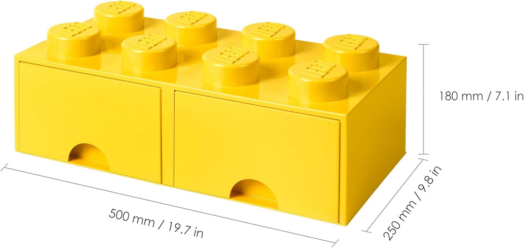 Lego Opslag Baksteen 8 met laden, Plastik, Gelb, 50,2 x 25,2 x cm, 1 Einheiten, Gelb