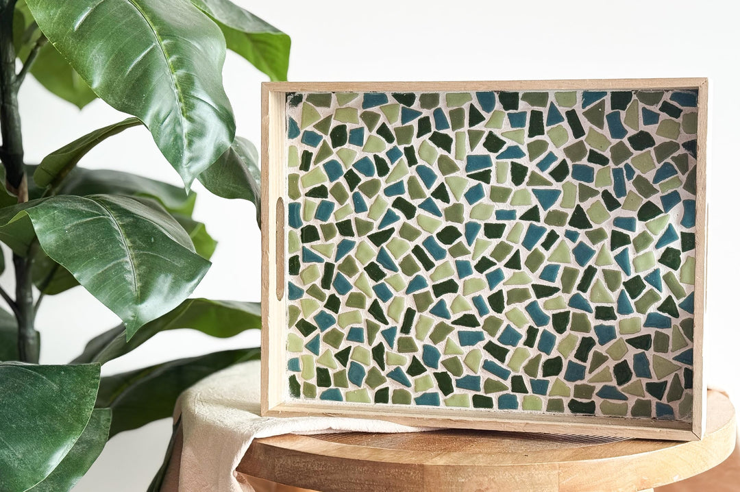 Little Creations Mosaik-Tablett Grün | DIY Bastelset für Erwachsene | Gestalte Dein eigenes Tablett