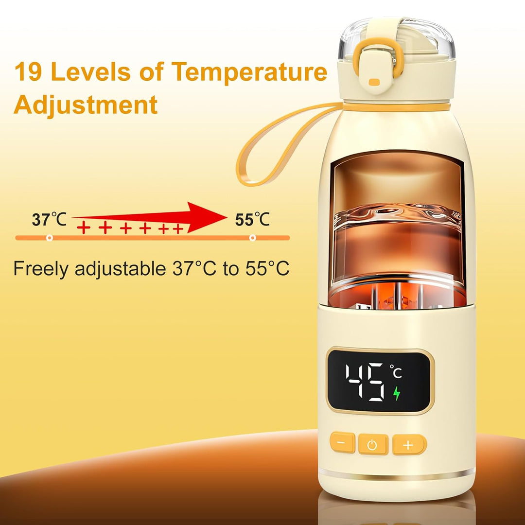 Babyflaschenwärmer Schnellheizender, Auslaufsicher Babyflaschenwärmer mit Batteriestandsanzeige, 37~