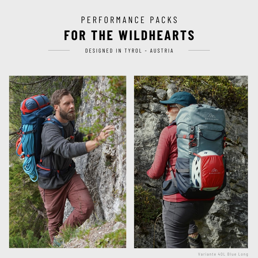 NORDKAMM Trekking-Rucksack, Backpacker Rucksack, Wanderrucksack 40l - 50l, Damen-Herren Majolica Blu
