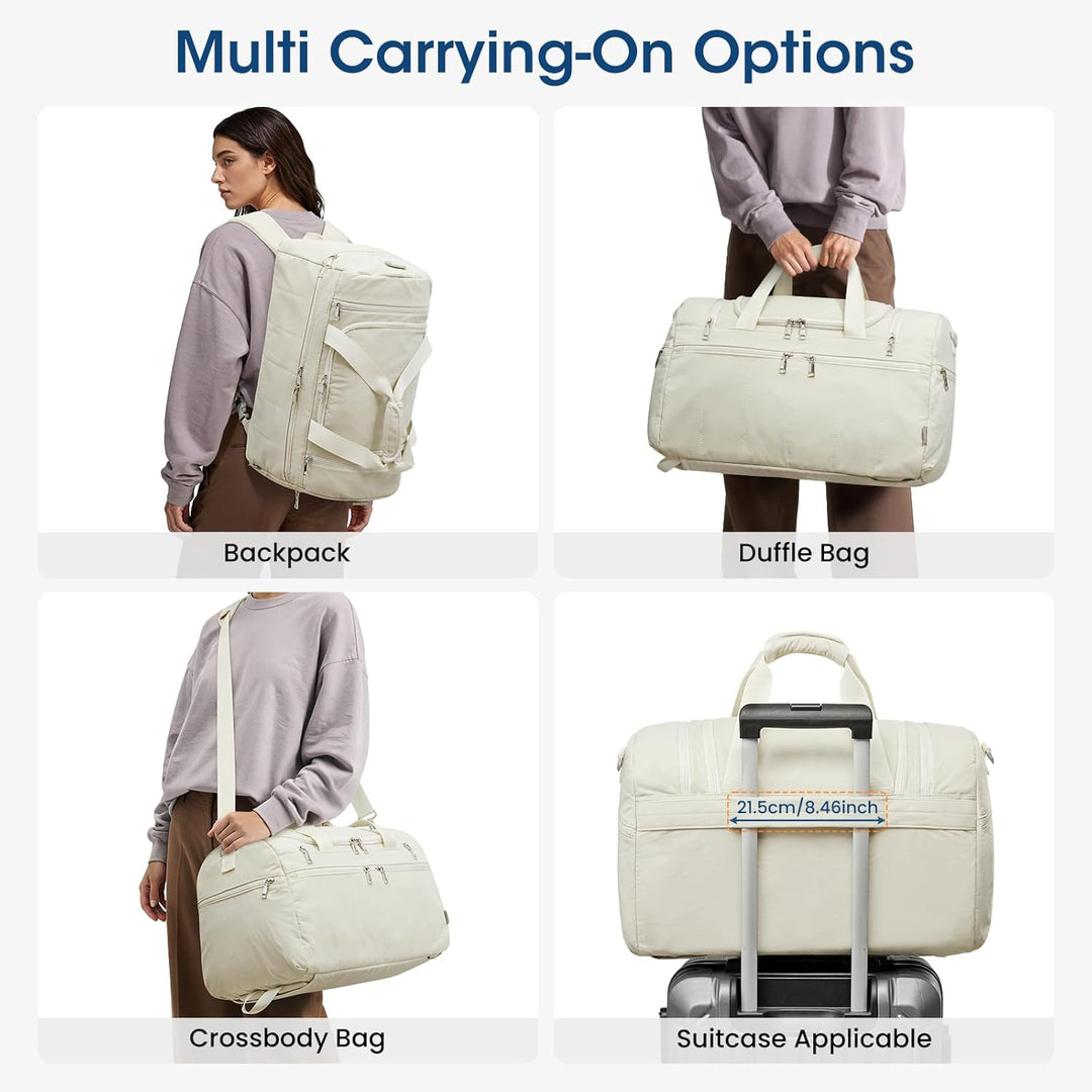 G4Free 45L Grosse Sporttasche für Damen mit Mehreren Reissverschlussfächern Beige 45L, Beige 45L