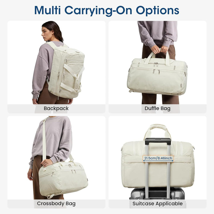 G4Free 45L Grosse Sporttasche für Damen mit Mehreren Reissverschlussfächern Beige 45L, Beige 45L