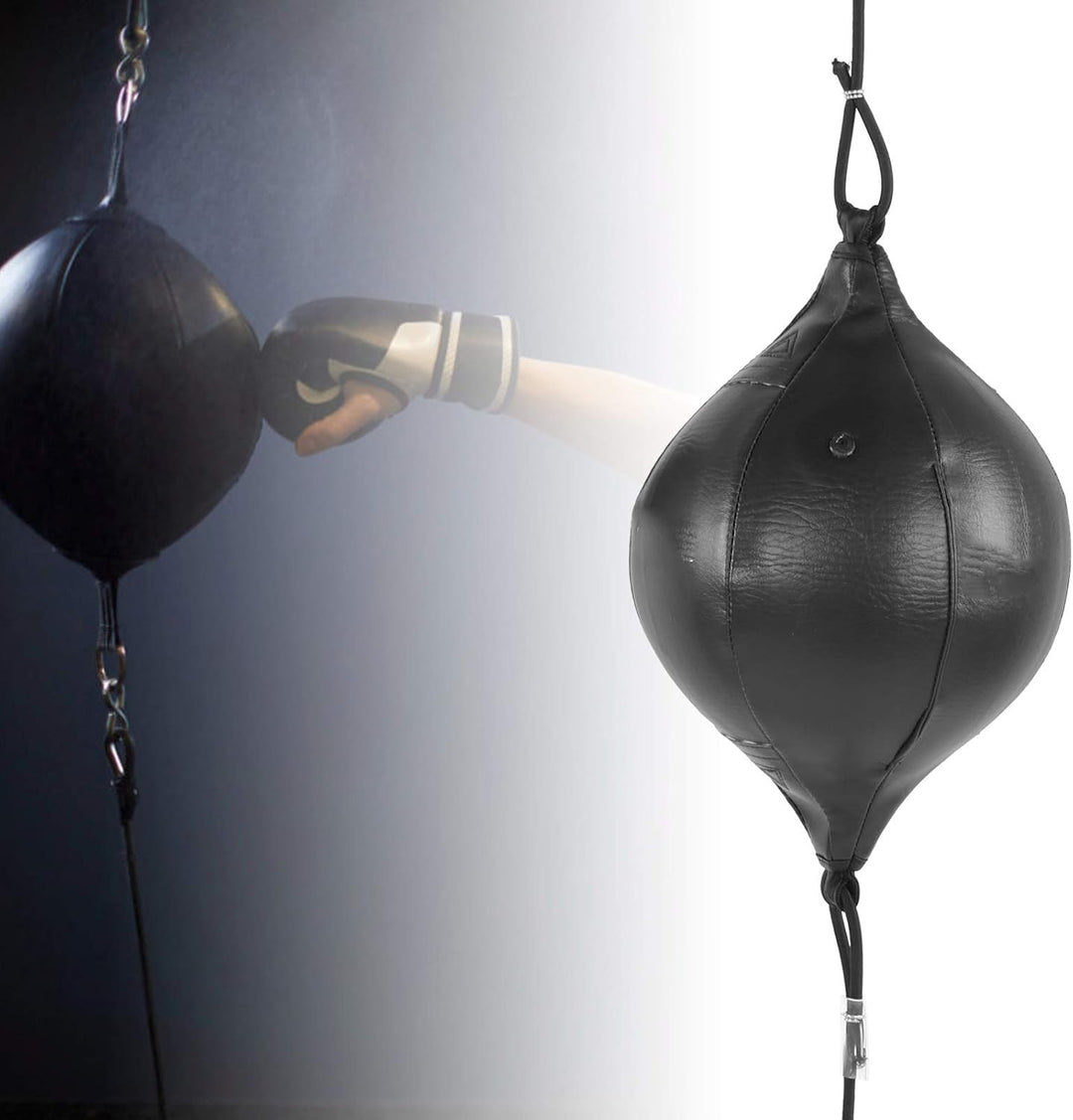 Dilwe Double-End-Ball aus PU-Leder Lochkugel mit elastischen Bändern Aufblasbare Box-PU-Birne Muay T