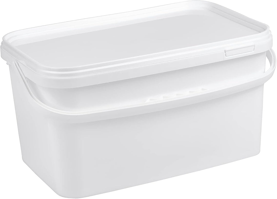 Nipter Eimer mit Deckel 12l, Plastikeimer rechteckig, Eimer lebensmittelecht weiss, 5 Stück 12L - 5