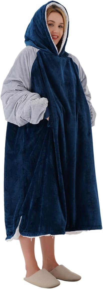 Winthome Hoodie Decke Doppelte Wärme, Kuschelpullover Damen Warm Weich,Hoodie mit Tasche und Kapuze,