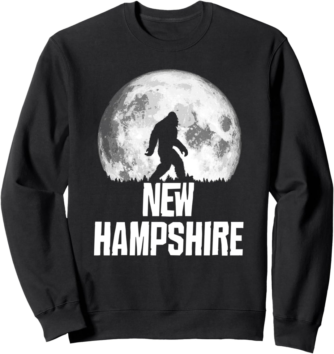 New Hampshire Bigfoot Vintage Full Moon Retro Squatch Sweatshirt