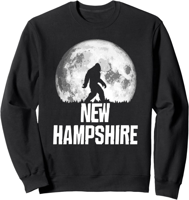 New Hampshire Bigfoot Vintage Full Moon Retro Squatch Sweatshirt