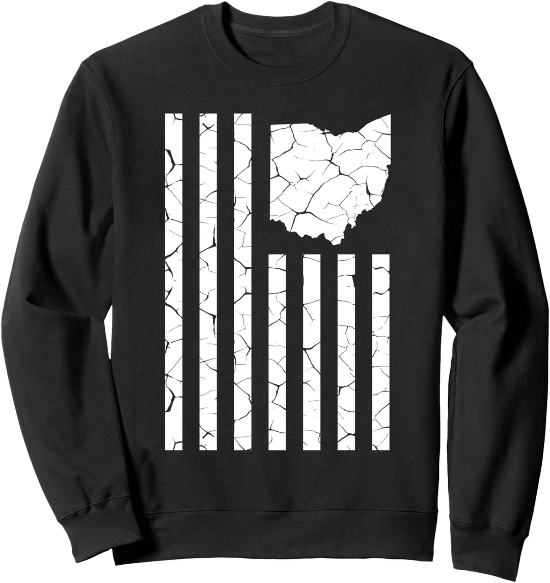 Ohio Cracked American Flag State Pride Sweatshirt