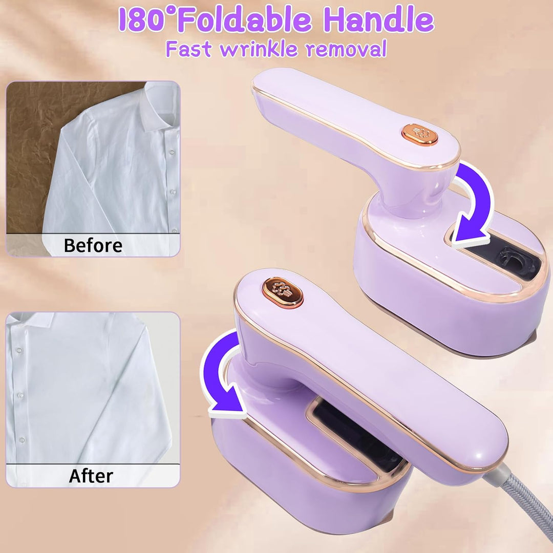 Hirsrian Dampfbügeleisen， Mini Dampfbügeleisen1000 W, Portable Bügeleisen Reise with Foldable Handle
