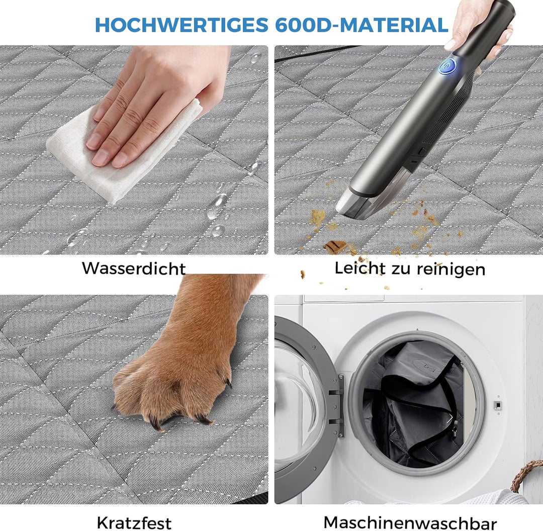 Hundedecke Auto Rücksitz, Wasserdicht, Kratzfest Hunde-Autositz Rücksitz, mit 8 Stabilen Hartholzpla