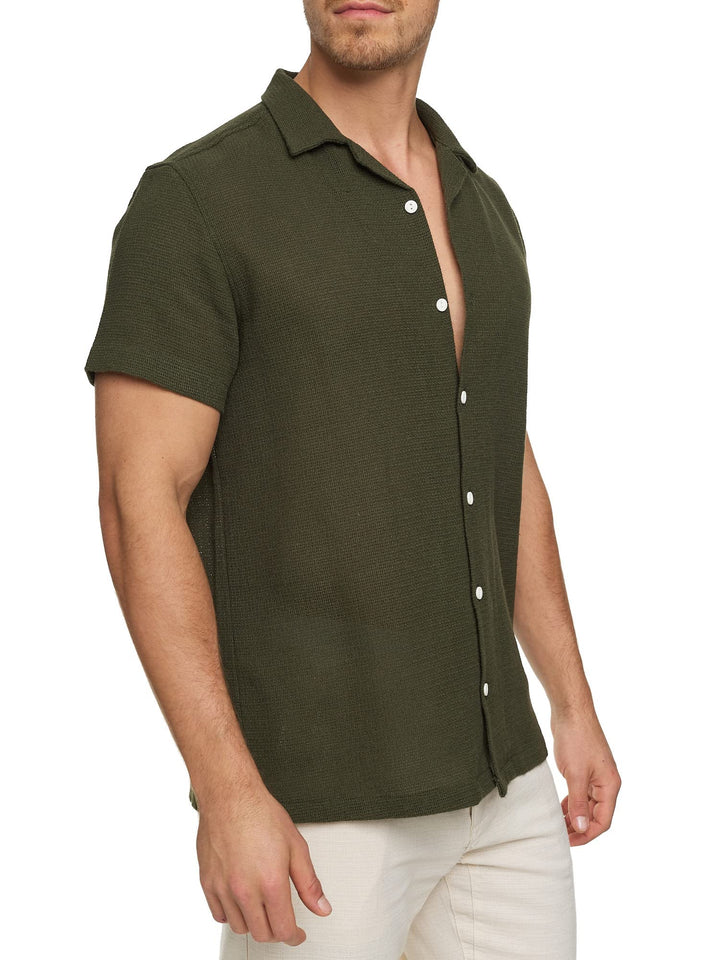 Indicode Herren INCosby Kurzarmhemd mit Button-Down-Kragen | Herrenhemd gestreift Kurzarm Hemd S Arm