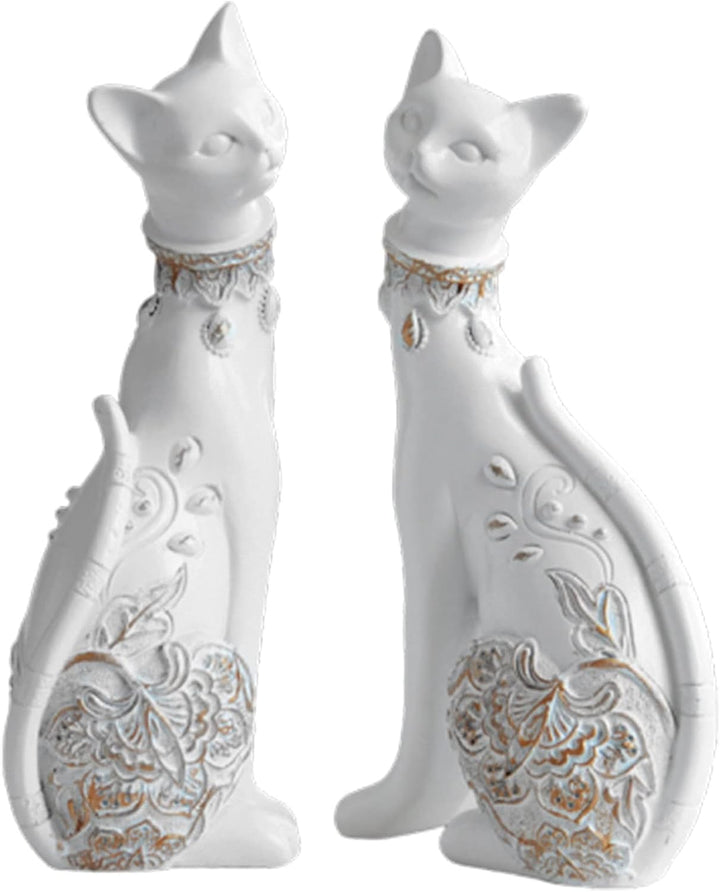 2 Stück/Set Katzenstatuen Heimdekoration Katzenfiguren Paar-Katzenstatuen für Heimdekoration, geeign