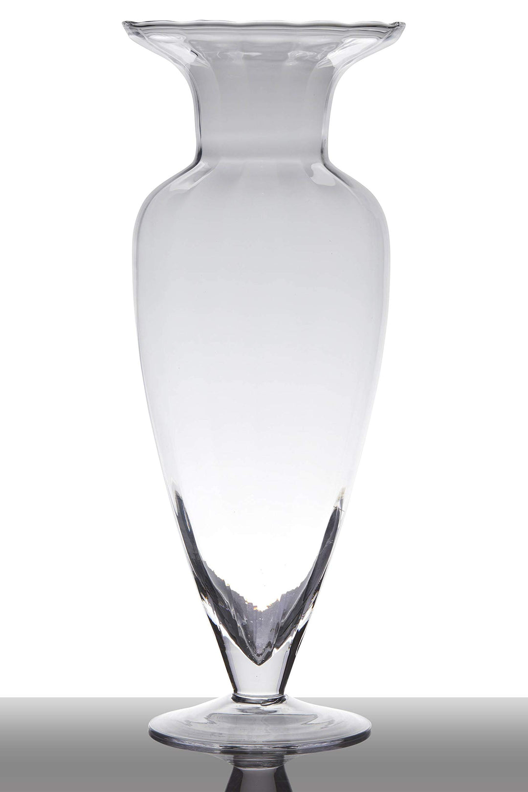 INNA-Glas Bodenvase Glas Kendra auf Standfuss, Trichter - rund, klar, 43cm, Ø 17cm - Pokal Vase - Am