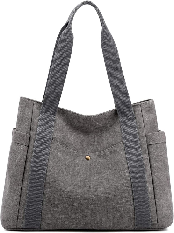 PORRASSO Canvas Schultertasche Einfache Handtasche Damen Tote Bag Mädchen Henkeltasche Strandtasche