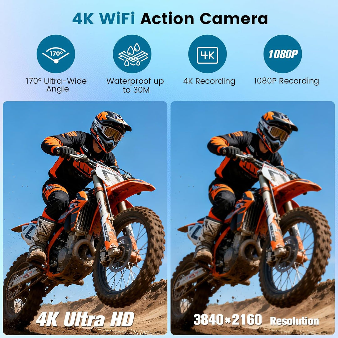 Multifunctional Mini Action Cam WiFi, 4K Bodycam körperkamera,Actionkamera mit 64 GB Speicherkarte,