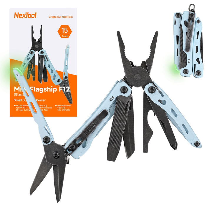 NexTool Mini Flagship F12 Multitool mit Sicherheitsverriegelung 13 in 1 Blau, Blau