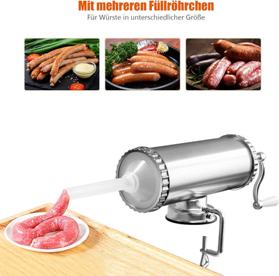 GOPLUS Wurstfüller 3L, Wurstfüllmaschine Edelstahl, Wurstmaschine Manuell, Wurstpress Wurstspritze,