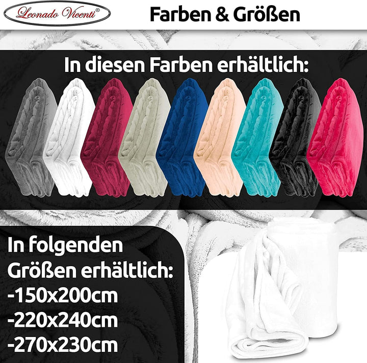 Leonado Vicenti 2er Set Flauschige Kuscheldecke 150x200 cm Fleecedecke Wohnzimmerdecke Sofadecke Tag