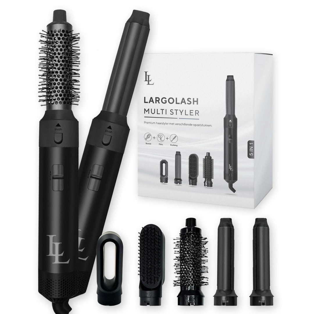 Largolash 5 in 1 Warmluftbürste Set, Schnelltrocknend Föhnbürste, Warmluft Lockenbürste, 3 Temperatu
