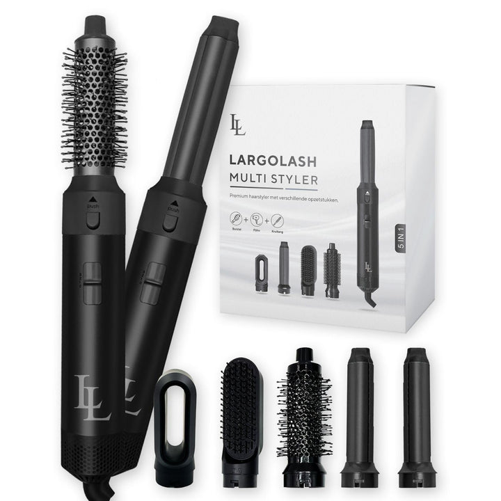 Largolash 5 in 1 Warmluftbürste Set, Schnelltrocknend Föhnbürste, Warmluft Lockenbürste, 3 Temperatu