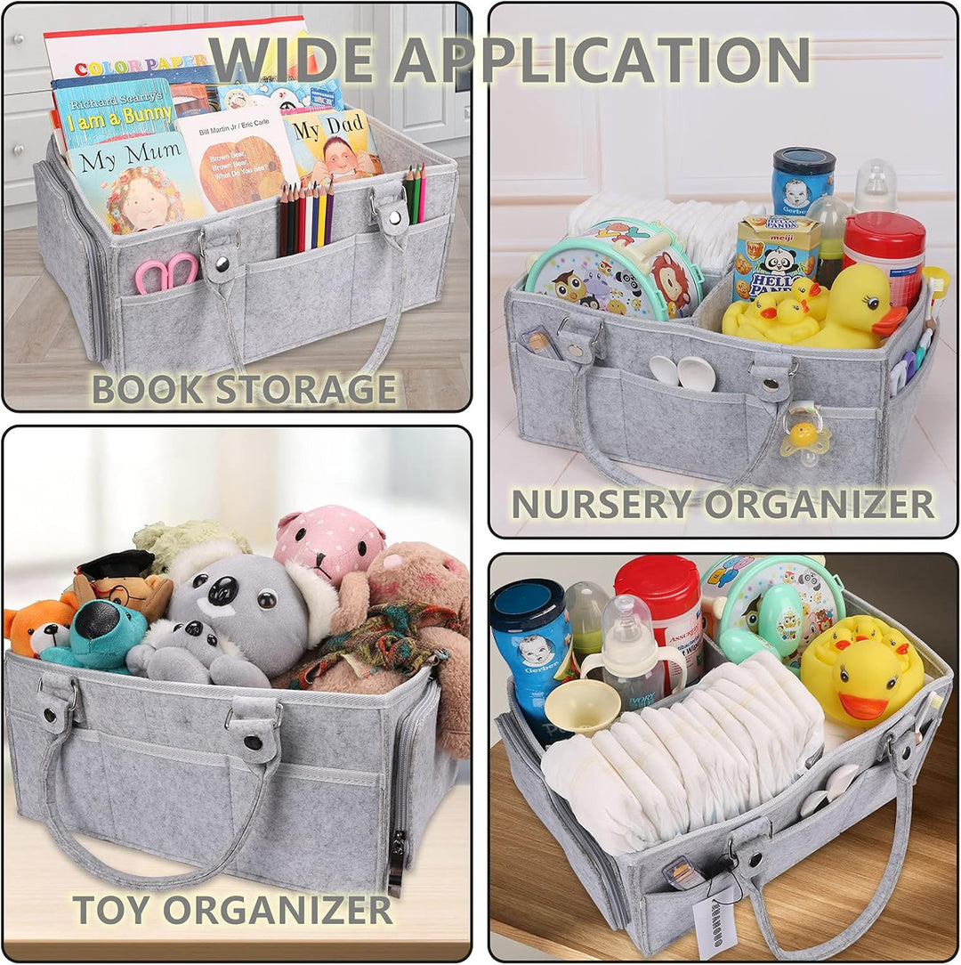 XUANGUO Baby-Windel-Caddy mit Griff, geschlechtsneutral, grosser Aufbewahrungskorb für Kinderzimmer,